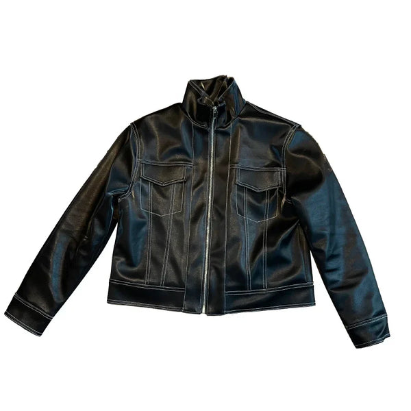 Racing Style Lethear Jacket     - VILIVAUN
