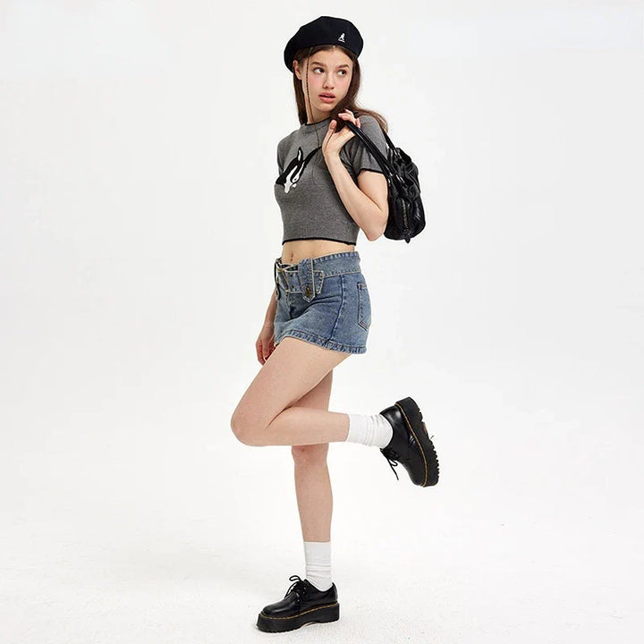 Women's Bunny Bliss Cropped T-shirt     - VILIVAUN