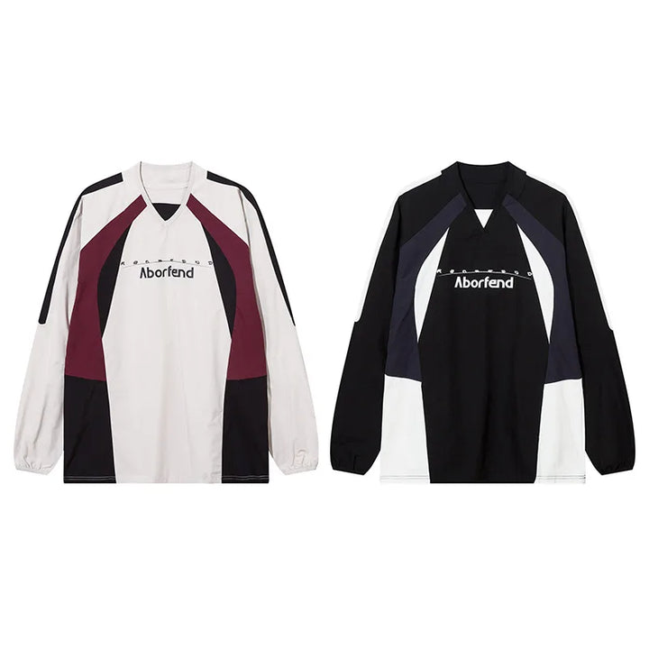 Y2K Color Block Patchwork Sweatshirt     - VILIVAUN