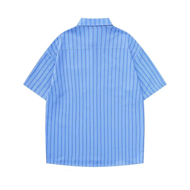 Spring Necktie Striped Shirt     - VILIVAUN