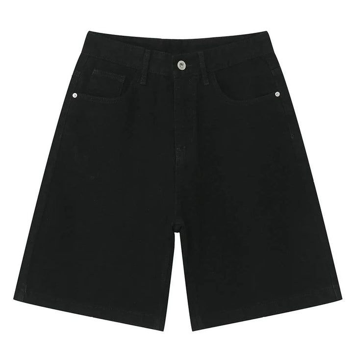 Black Wide Leg Loose Denim Jort  M   - VILIVAUN