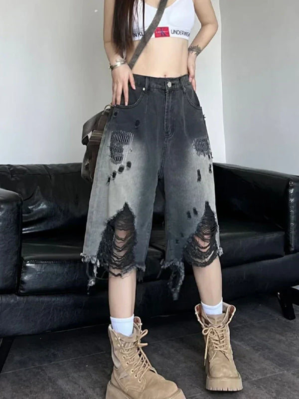 Y2K Ripped Washed Jorts
