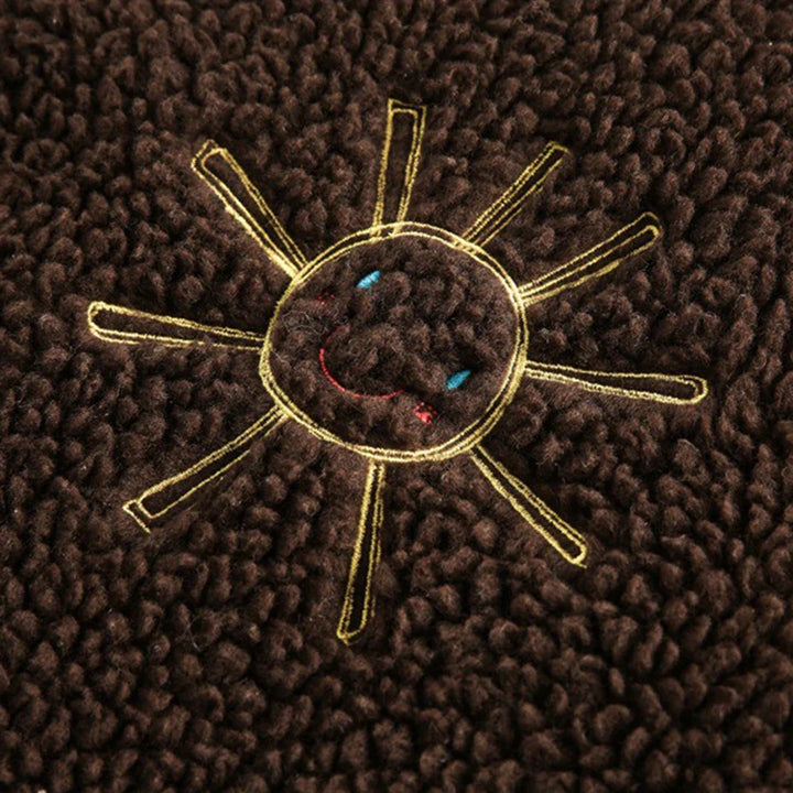 Embroidered Fleece Button-Up Jacket     - VILIVAUN