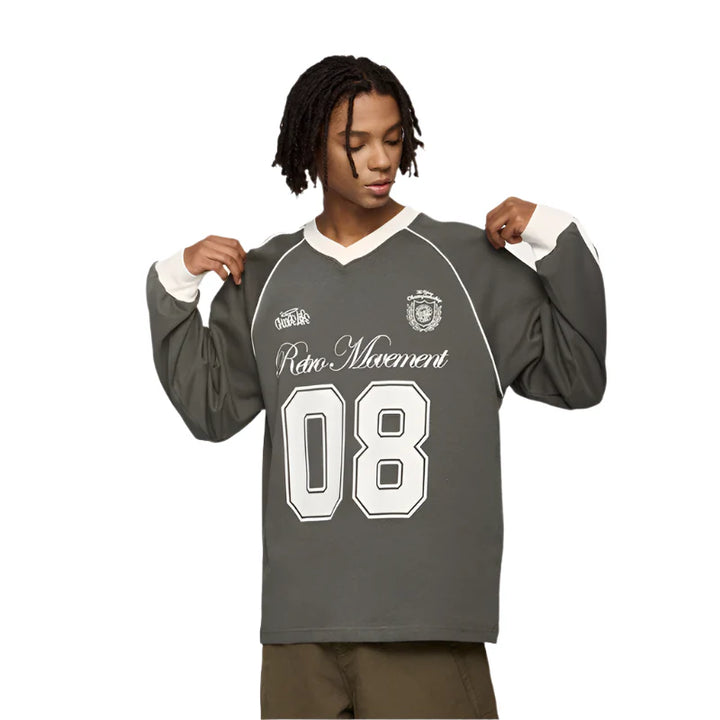 Football Jersey Loose Fit Sweater Dark grey M - VILIVAUN
