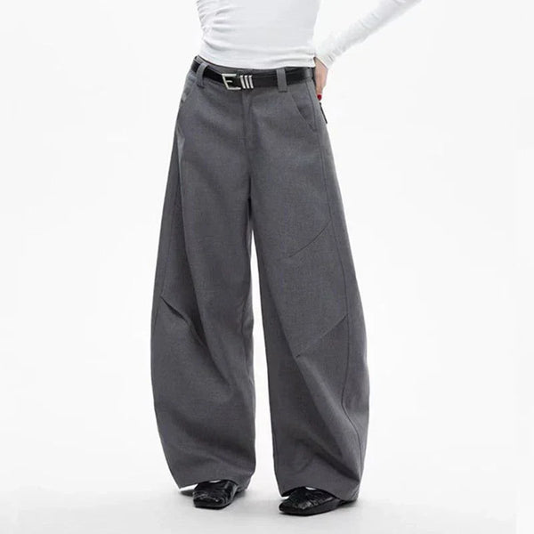 Curved Knife Trendy Solid Color Pants