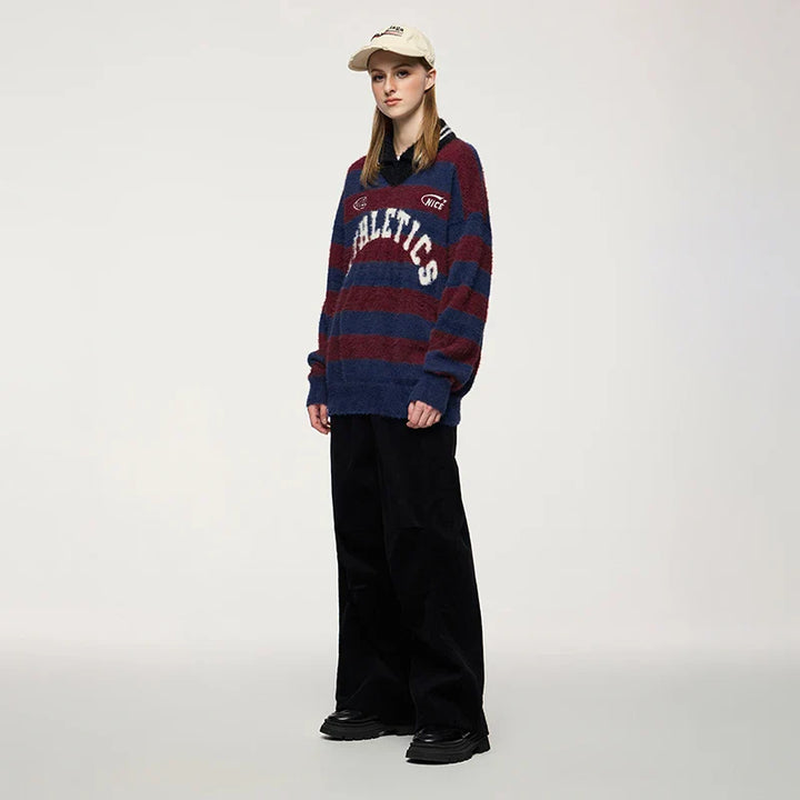 Wide Striped Jacquard Fit Sweater - VILIVAUN