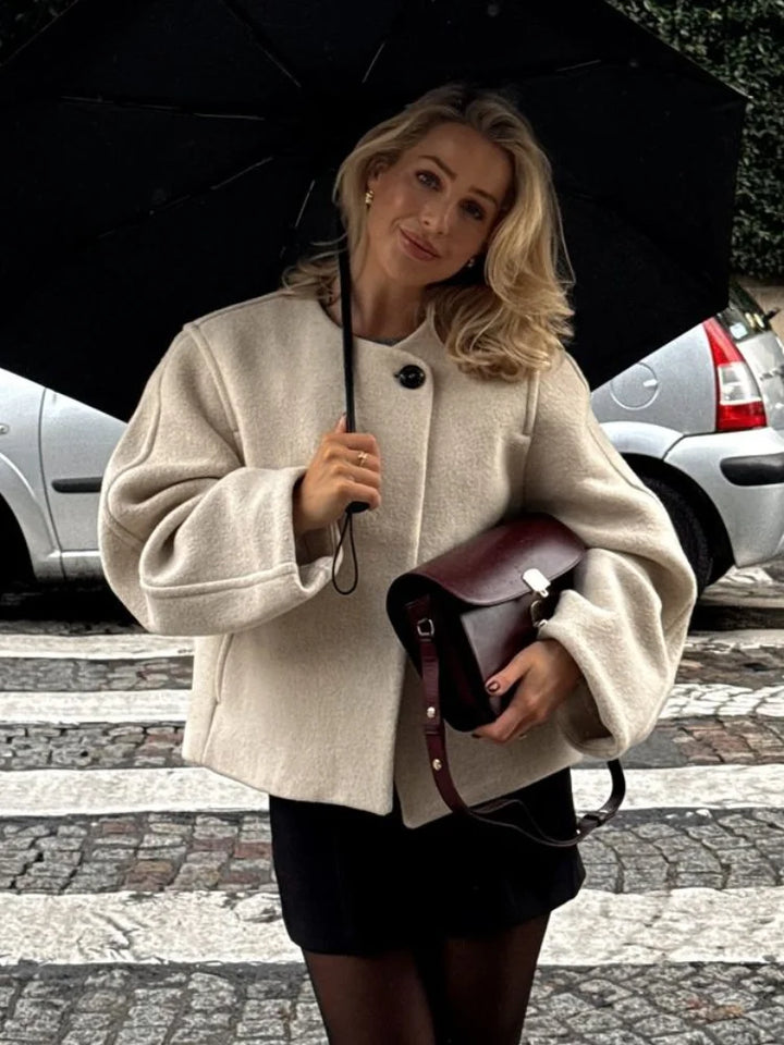 One Button Heavy Woolen Jacket - VILIVAUN