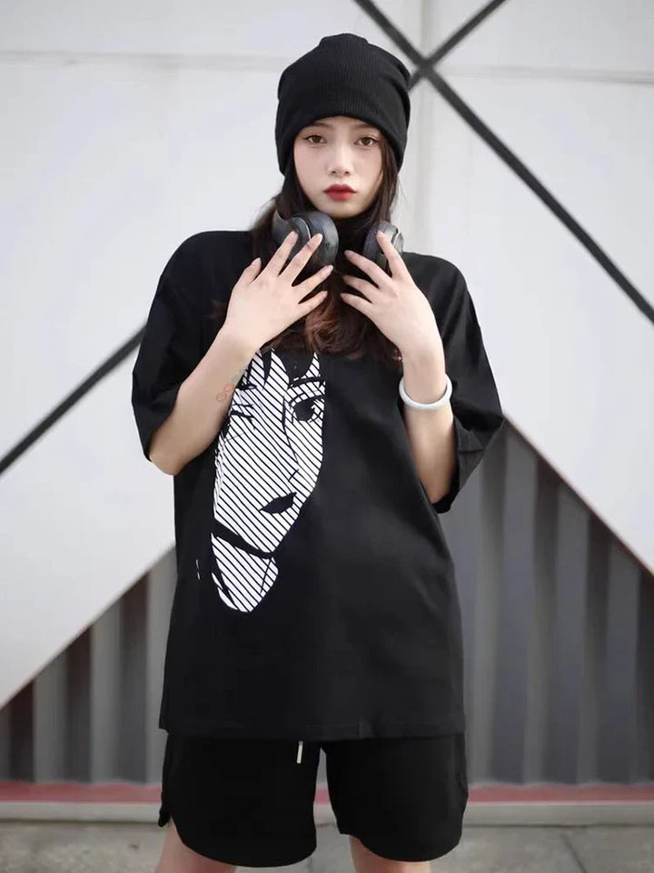 Y2K Anime Girl Oversized Women's T-Shirt     - VILIVAUN