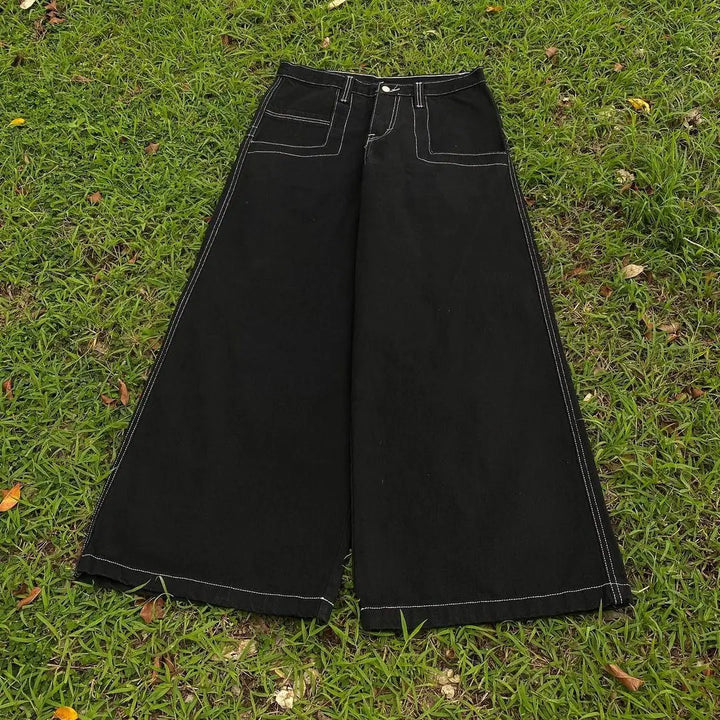 Vintage Y2K High Waist Cargo Jeans     - VILIVAUN