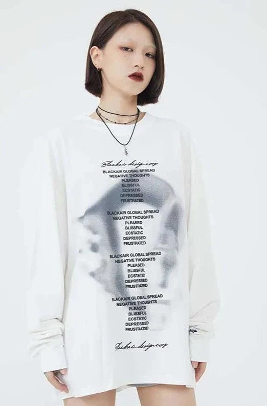 Casual Letter Printed Oversized Sweater     - VILIVAUN