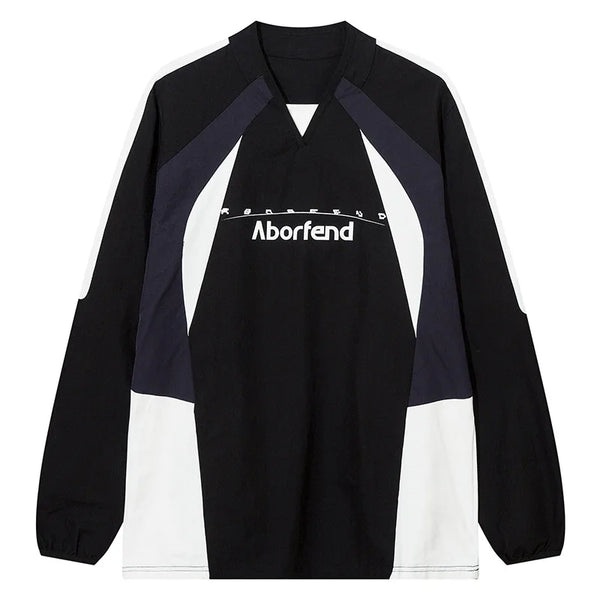 Y2K Color Block Patchwork Sweatshirt  Black S  - VILIVAUN