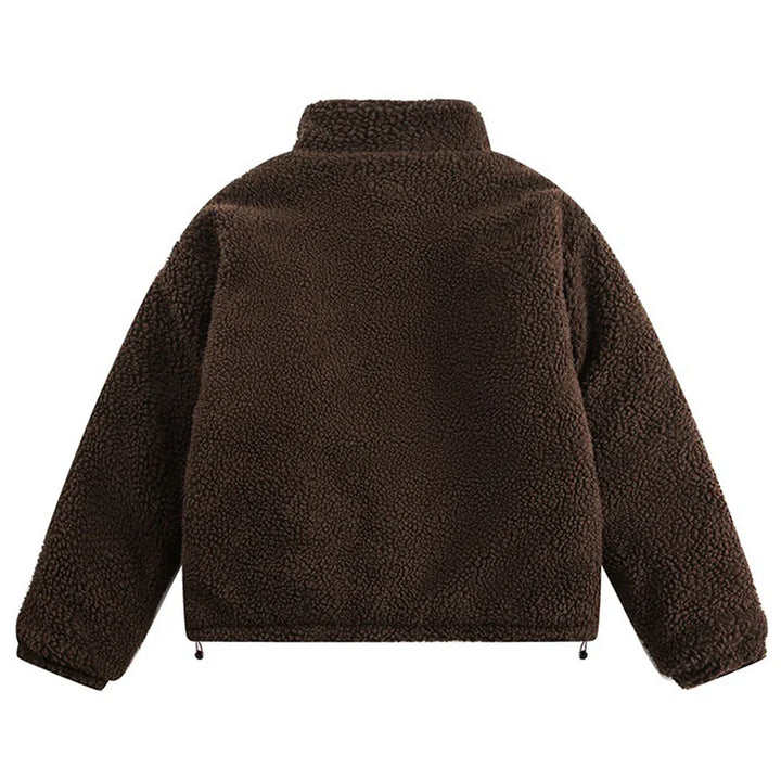 Embroidered Fleece Button-Up Jacket     - VILIVAUN