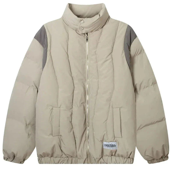 Y2k Padded Heavy Solid Winter Jacket Khaki M - VILIVAUN