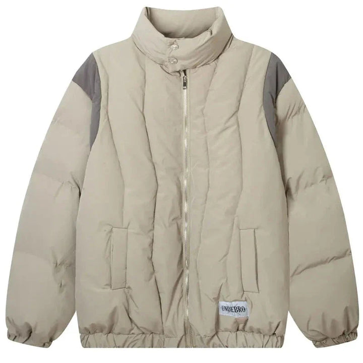 Y2k Padded Heavy Solid Winter Jacket Khaki M - VILIVAUN