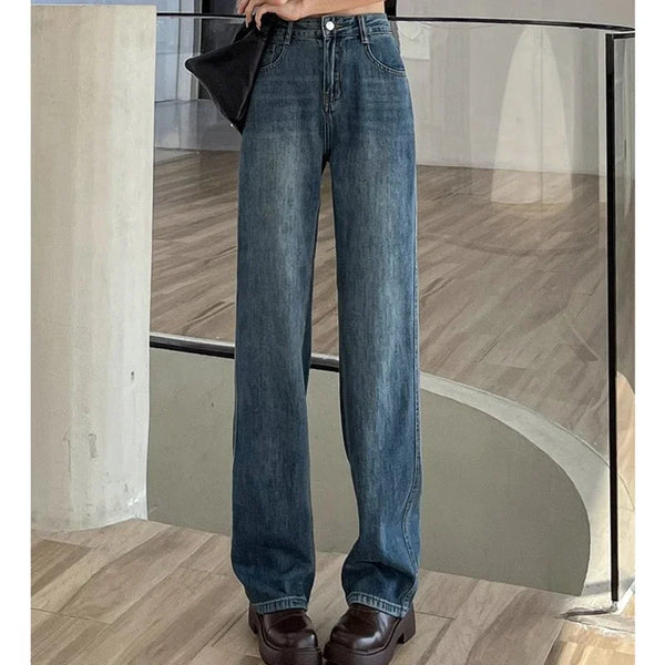 High Waist Stacked Straight Leg Jeans