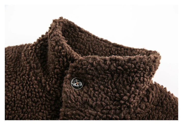 Embroidered Fleece Button-Up Jacket     - VILIVAUN