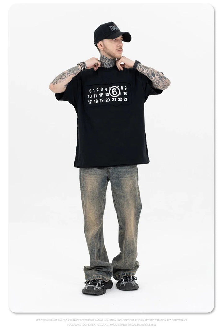 NUMBERS Print Gothic T-Shirt     - VILIVAUN