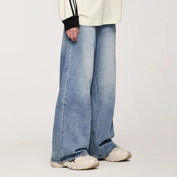 Faded Vintage Washed Straight Leg Jeans