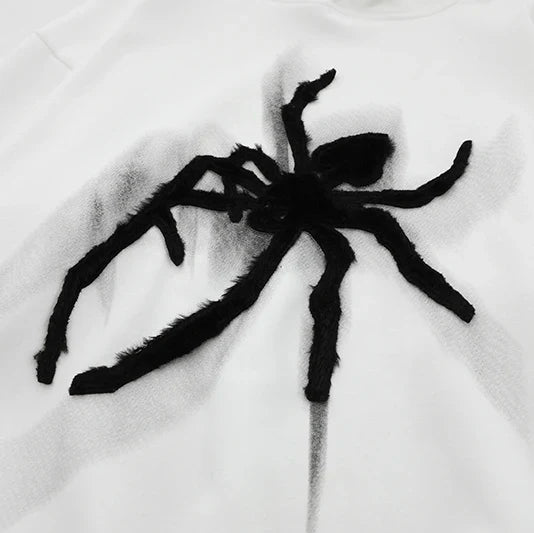 Y2K Webbed Embroidery Hoodie     - VILIVAUN