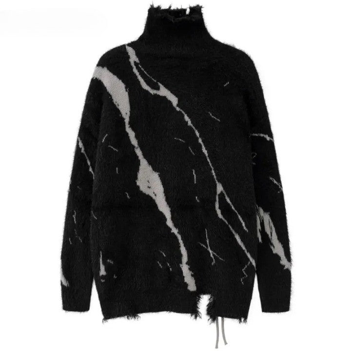 Zebra Ripped Sweater sweater    - VILIVAUN