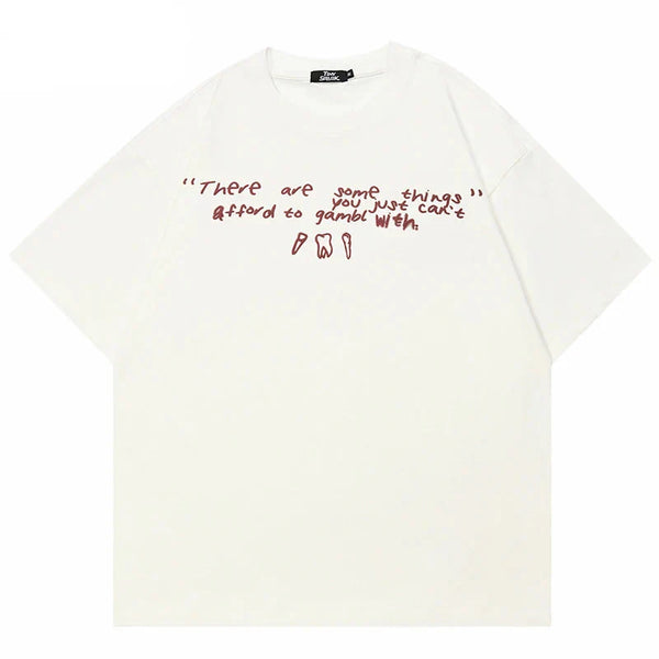 Funny Teeth Graphic Casual White T-Shirt