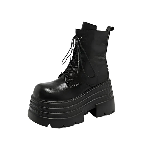 PU Leather Thick Soles Soft Girl Boots