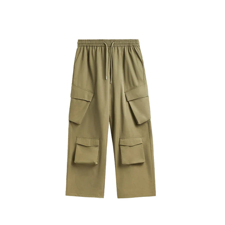 Casual 3D Wide-leg Cargo Pants  Khaki S  - VILIVAUN