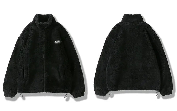 Harajuku Fleece Fluffy Jacket  Black S  - VILIVAUN
