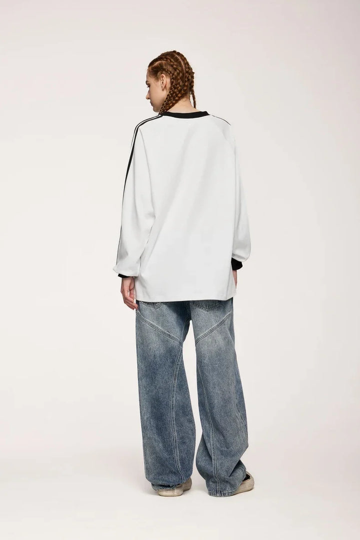 Football Jersey Loose Fit Sweater - VILIVAUN