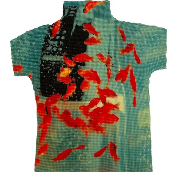 Y2k Vintage Fish American Folds T-Shirt green One Size - VILIVAUN