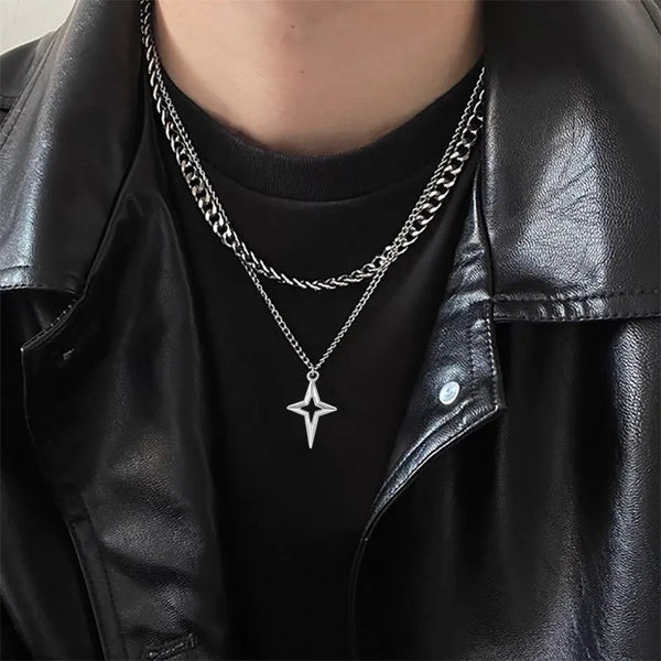 Y2K Durable Cuban Star Pendant Necklace