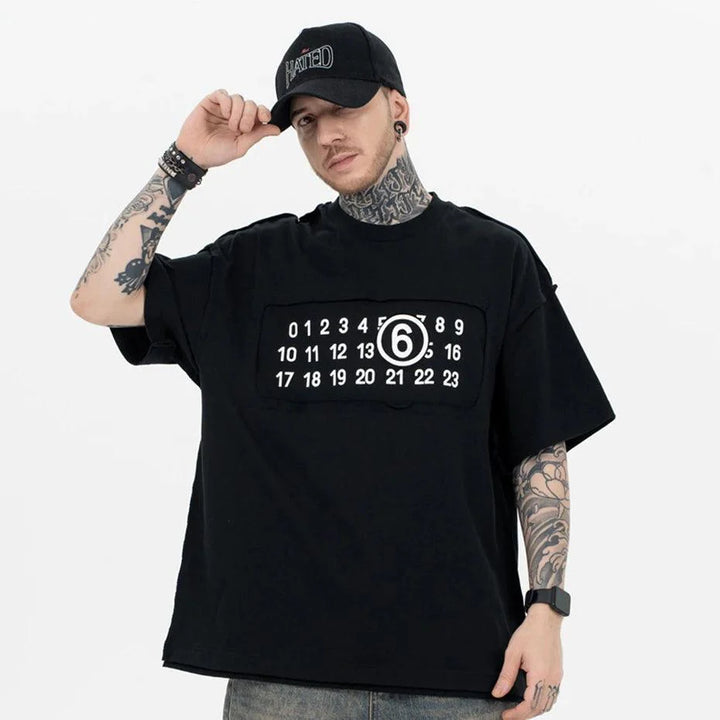 NUMBERS Print Gothic T-Shirt     - VILIVAUN