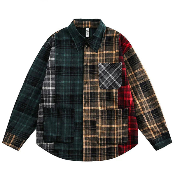 Patchwork Plaid Retro Shirt