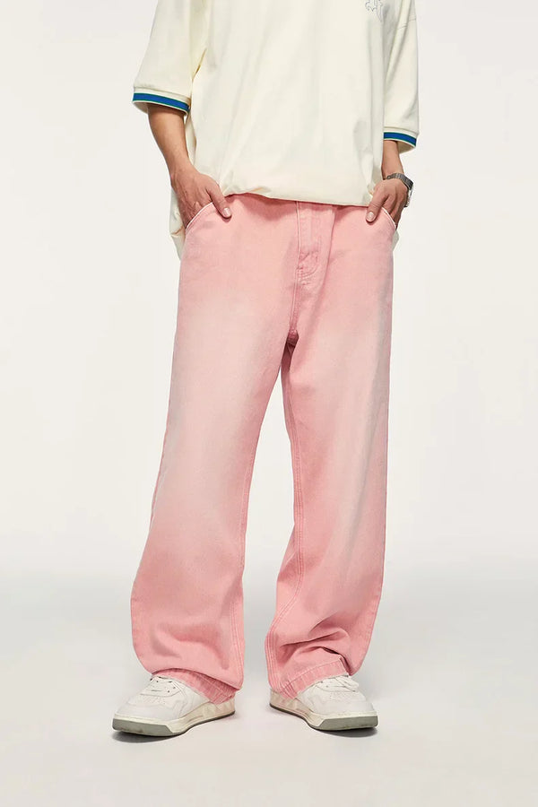 Pink High Street Wide Leg Jeans