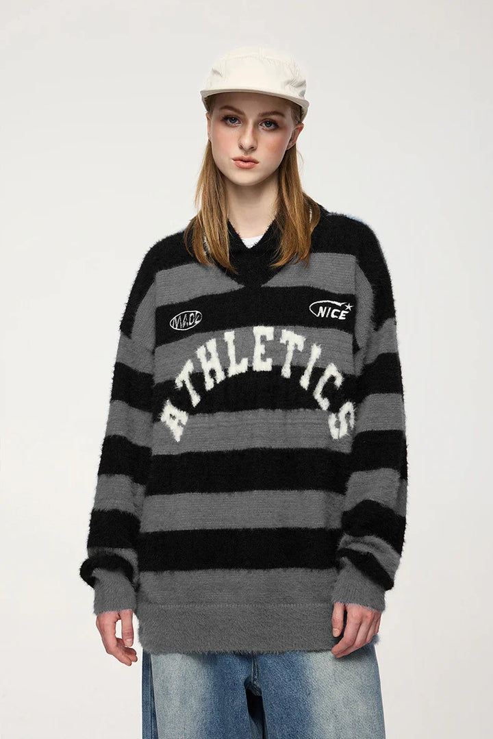 Wide Striped Jacquard Fit Sweater - VILIVAUN