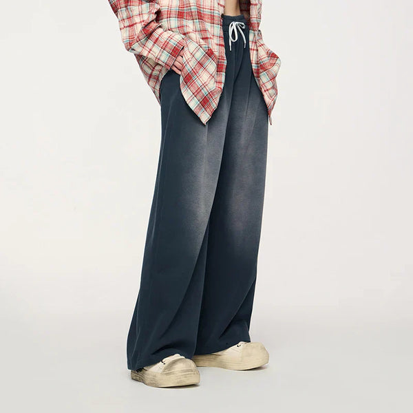 Washed Straight Wide Leg Jeans