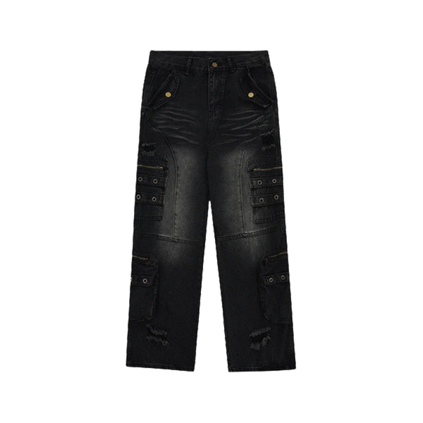 Vintage Multi-Pocket Jeans     - VILIVAUN
