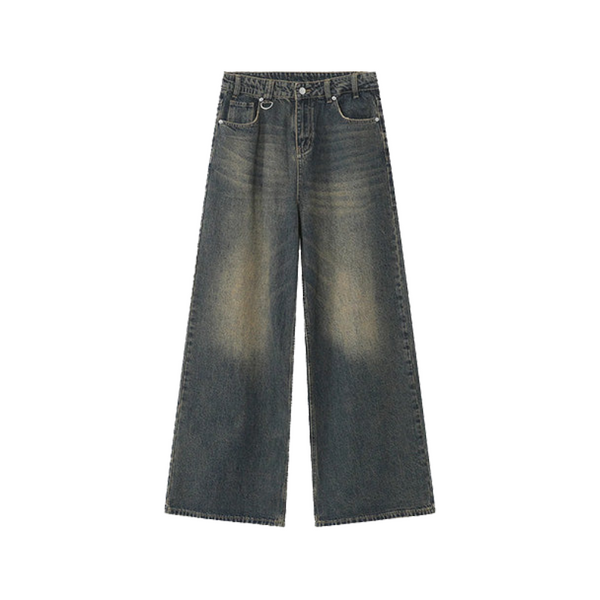 Wide-Leg Cowboy Denim Jeans     - VILIVAUN