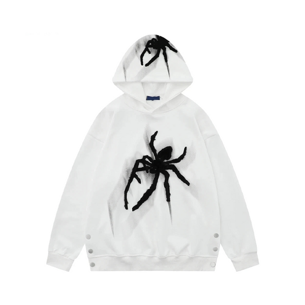 Y2K Webbed Embroidery Hoodie     - VILIVAUN