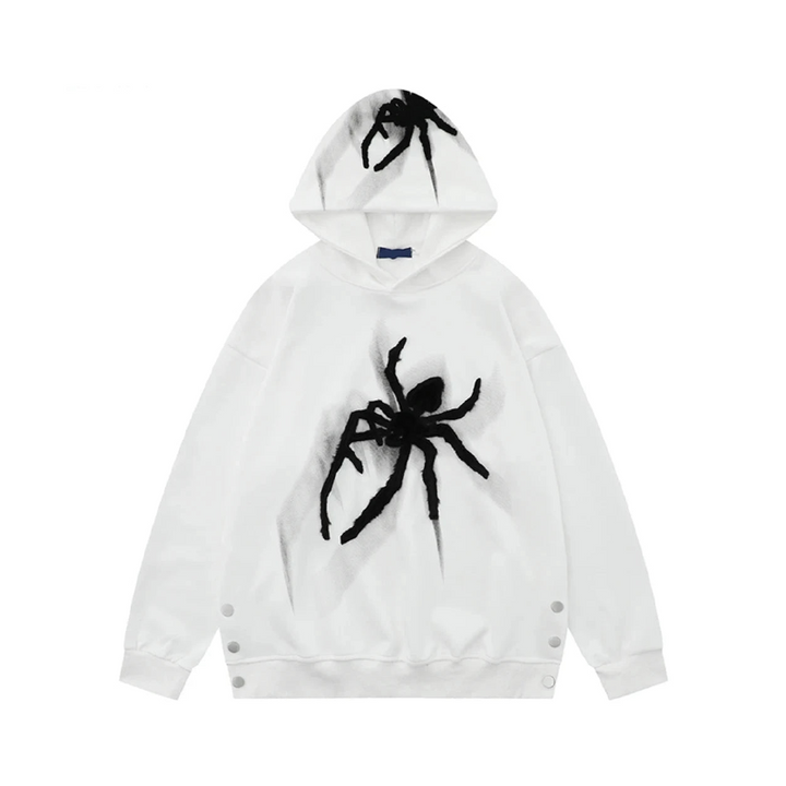 Y2K Webbed Embroidery Hoodie     - VILIVAUN