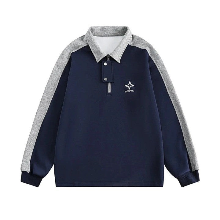 Casual Embroid Racing Oversized T-Shirt  Navy Blue M  - VILIVAUN