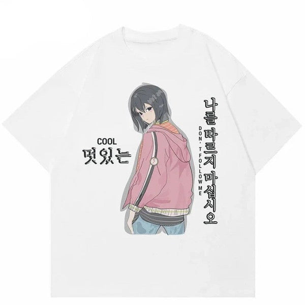 Y2K Cartoon Girl Graphic Casual T Shirt  S   - VILIVAUN