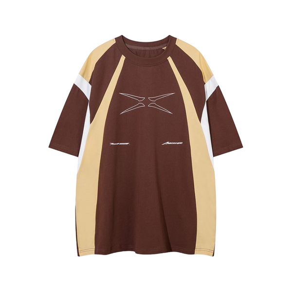 Y2k Double Colored Oversized Jersey  Khaki S  - VILIVAUN