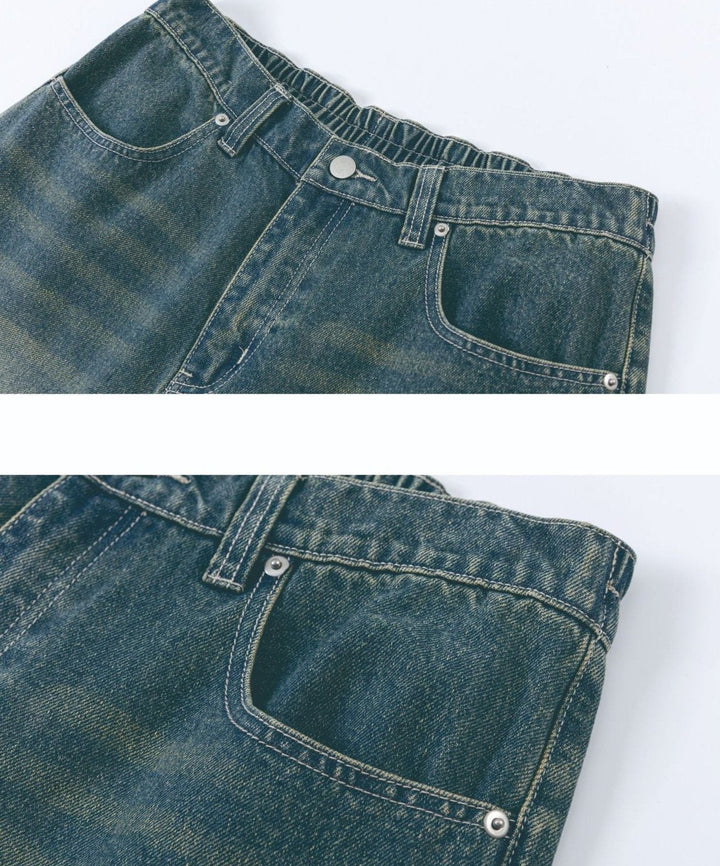 Washed Ripped Vintage Loose Jeans     - VILIVAUN