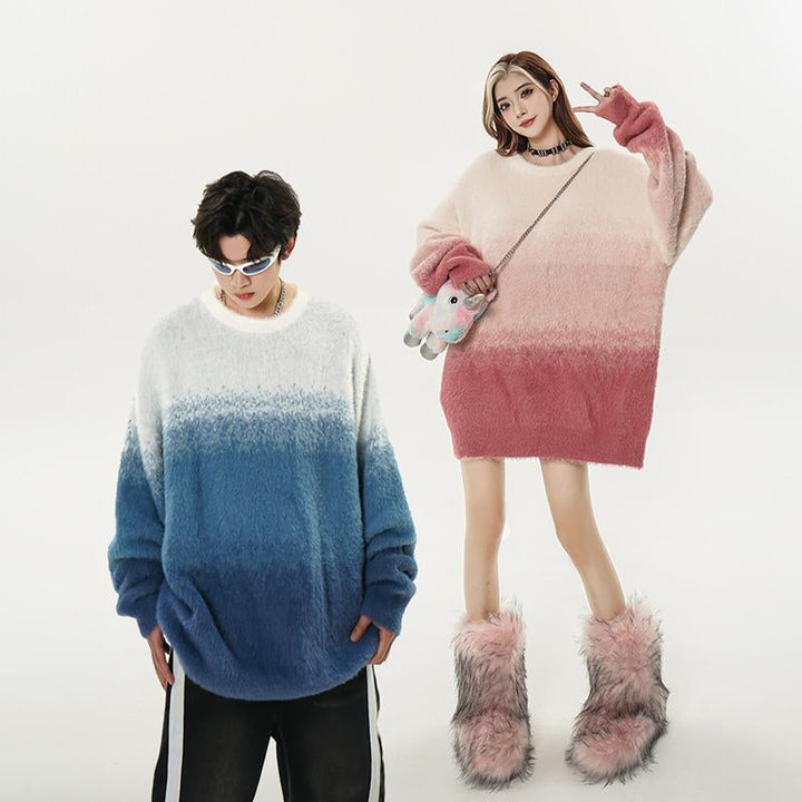 Fading Gradient Knitted Sweater     - VILIVAUN