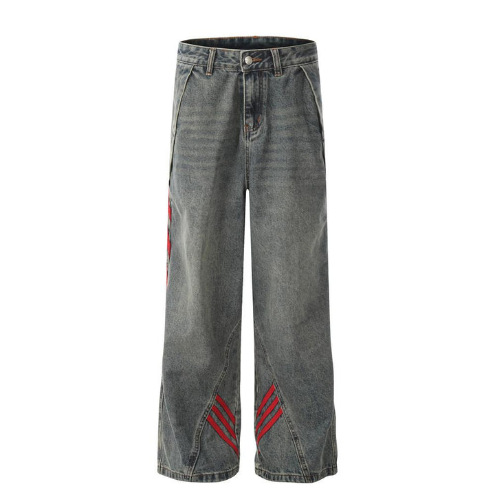 Striped Flame Red Jeans  Blue S  - VILIVAUN