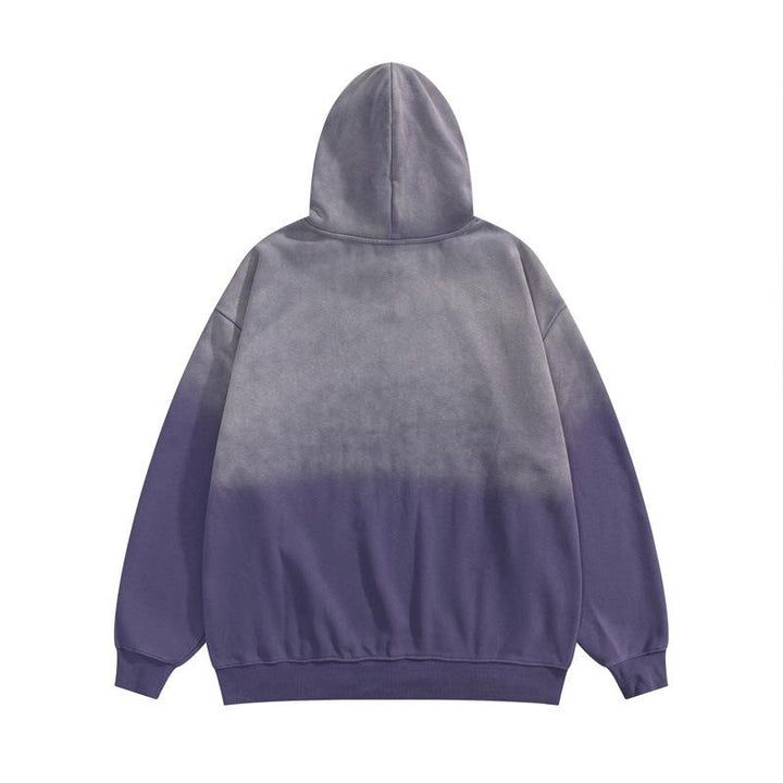 Print Washed Loose Hoodie     - VILIVAUN