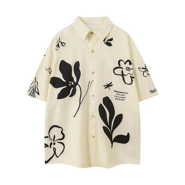 Flowers "That's Life" Shirt  Beige M  - VILIVAUN