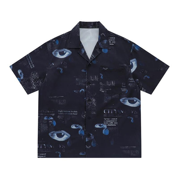 Tearing Eye Short Sleeve Shirt  Black S  - VILIVAUN