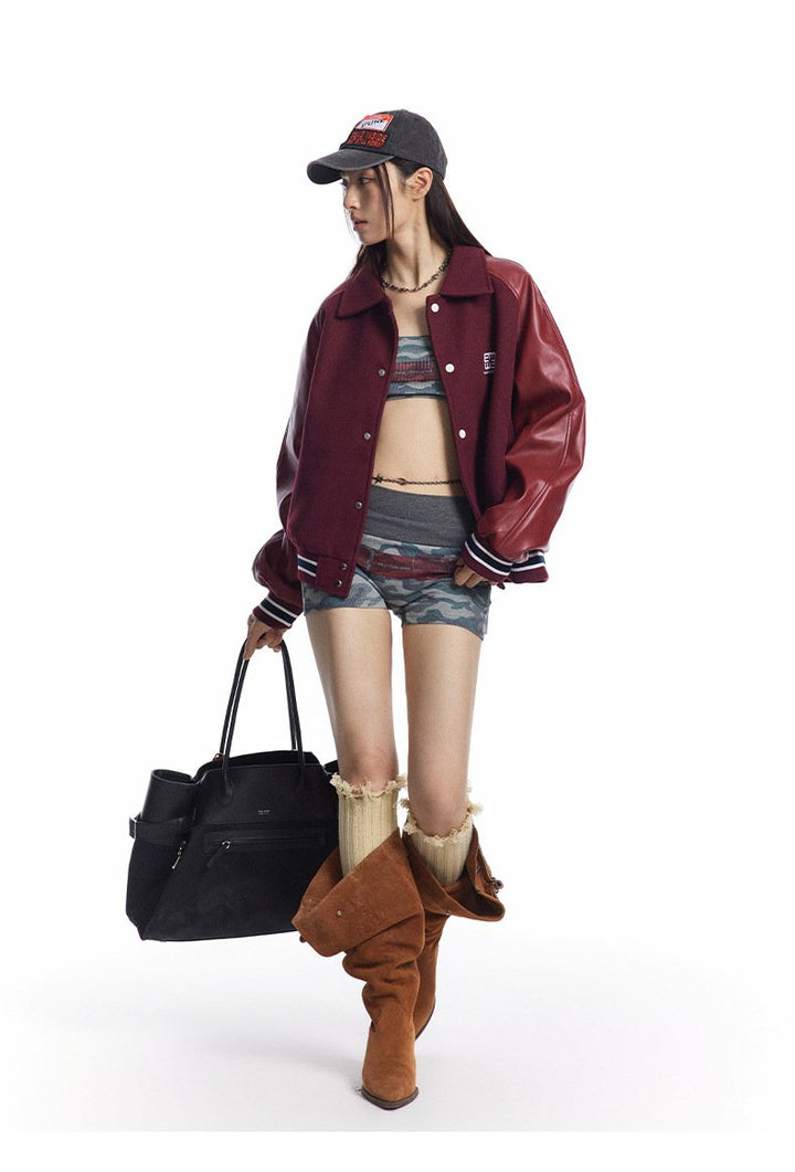80 90 Retro Leather Jacket     - VILIVAUN
